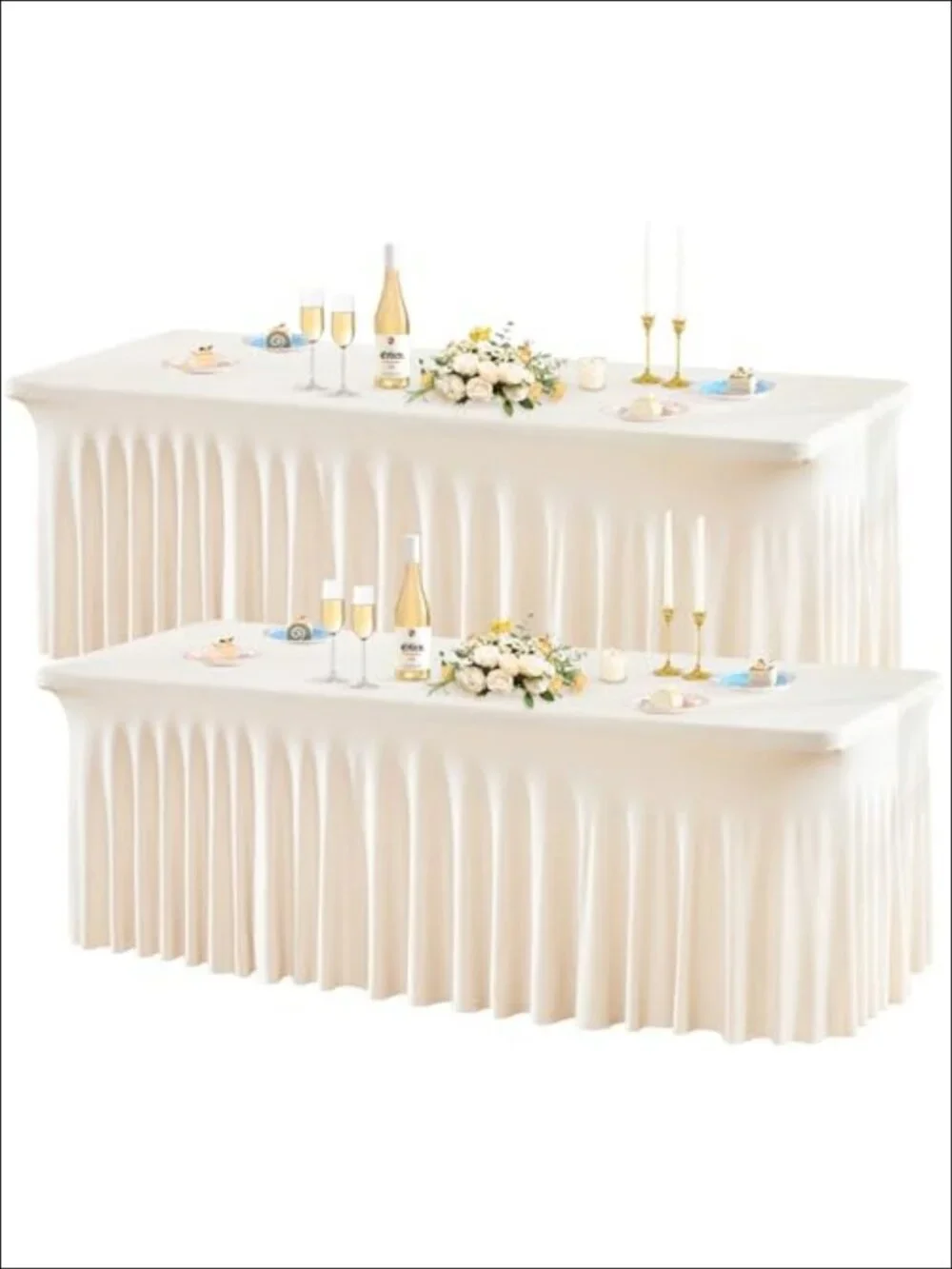 2 Pack Spandex Fitted Tablecloths for 6FT Rectangular Tables Wrinkle Free